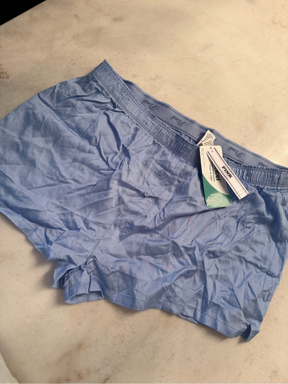 Light Blue Women's Shorts - PINK Relaxed Fit